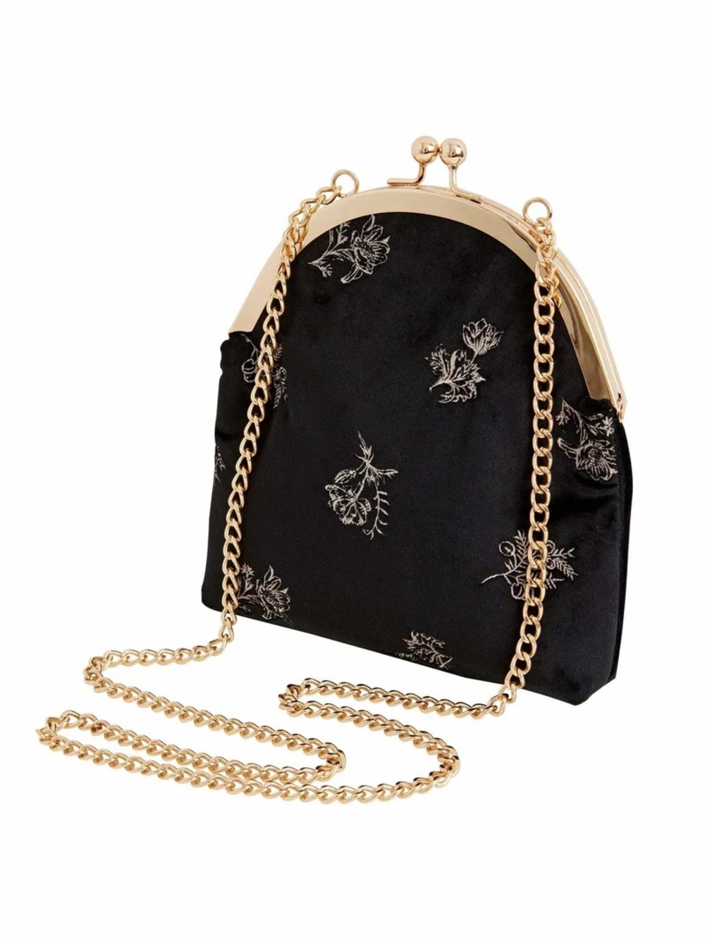 Fable England - Victoriana Embroidered Cross Body Bag - Black